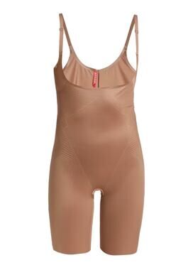 Spanx Thinstincts 2.0 Open Bust Mid-Thigh Bodysuit XL Nude Shapewear